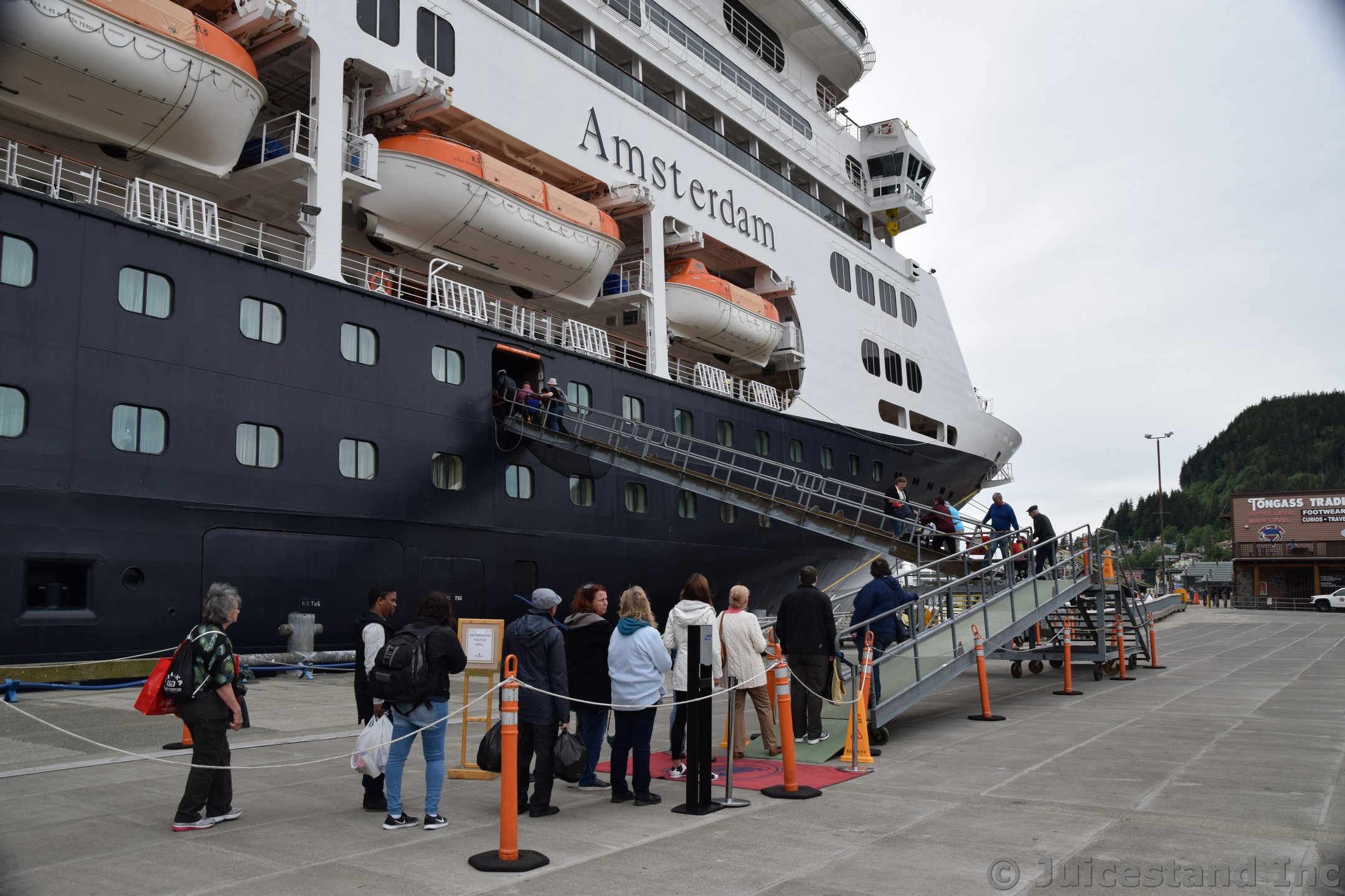 Gangway at Ketchikan Alaska Cruise Terminal to Board MS Amsterdam
