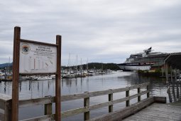 Stensland Bayside Float Ketchikan Alaska with view of Celebrity Millennium Cruise Ship
