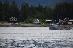 Boat at the Tongass Narrows & Pennock Island Ketchikan Alaska