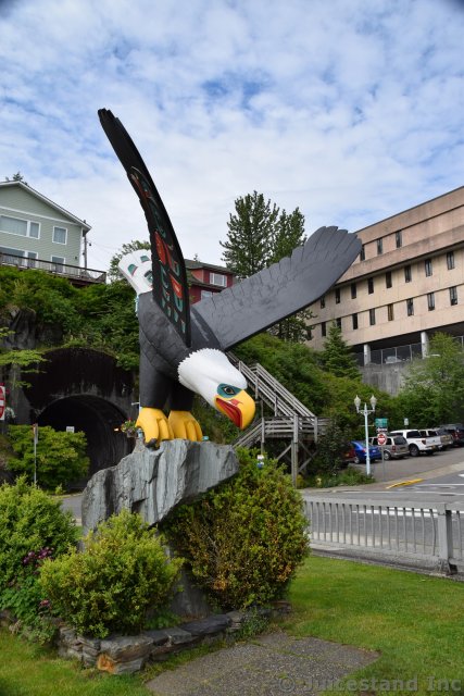 Eagle Statue on Rock on Front St Ketchikan Alaska
