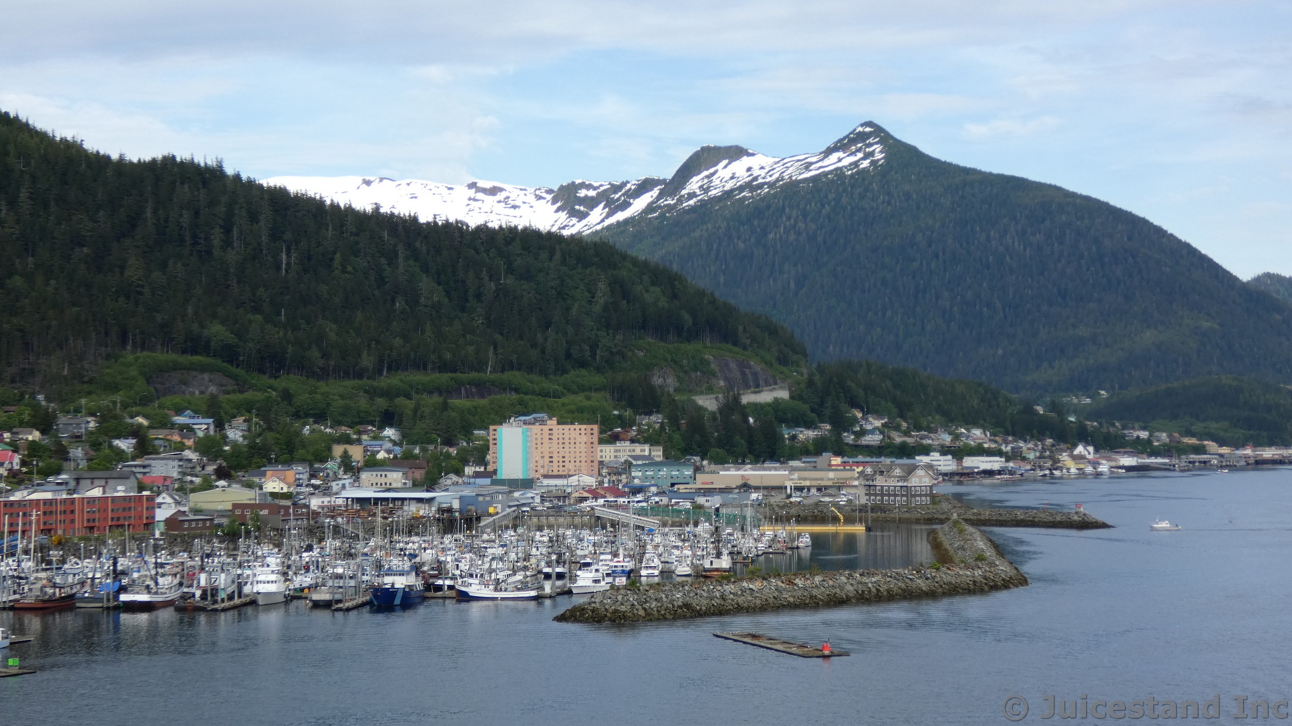 Ketchikan Marina with Mountain in the Background
