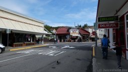 Walking on Mission Street in Ketchikan Alaska