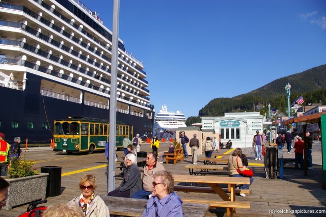 Westerdam cruise ship and Norwegian Pearl docked at Ketchikan.jpg
