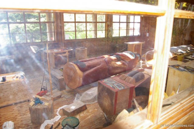 Unfinished Totem Poles in the Edwin Dewitt Carving Center in Ketchikan.jpg

